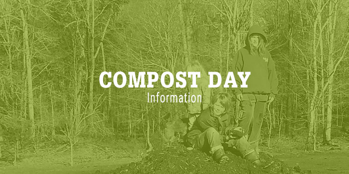 Image of Withington children on top of compost heap with green overlay and serif white type