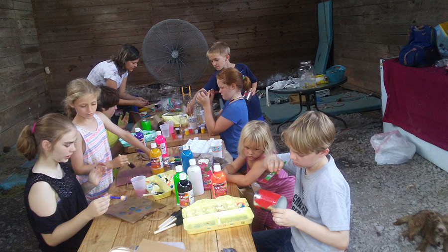 Children making crafts