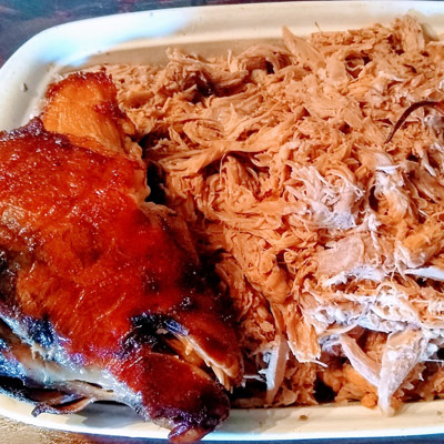 Pulled Pork with ribs on a plate