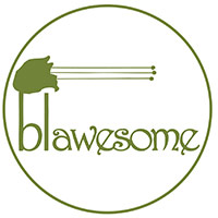 Blawesome Logo - Green circle with serif type and flower inside