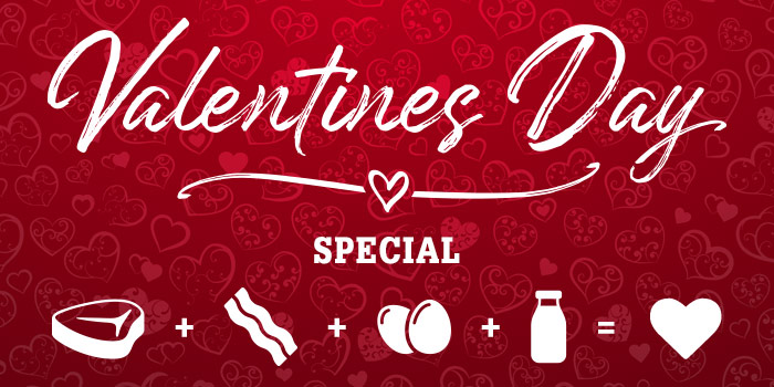 Valentines Day Special - Illustration Of Hearts On Red Background With Overlaying White Text And Icons