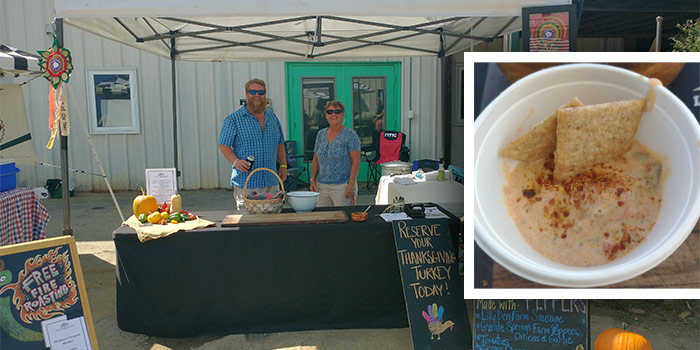 Photo Of Lilly Den Farm At The Pepper Fest With Inset Photo Of Sausage Dip With Fire Roasted Peppers