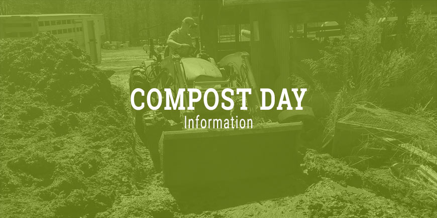 Photo of Dennet on a tractor moving compost with green overlay and serif white type